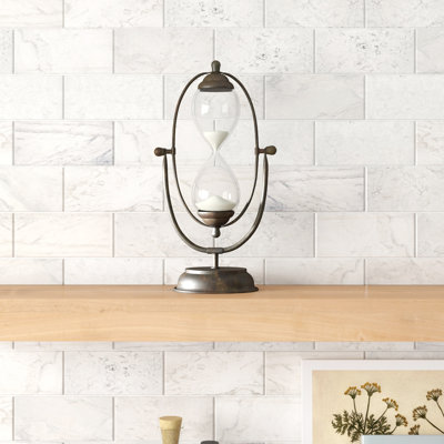 Decorative Rust Color Metal Hourglass with White Sand