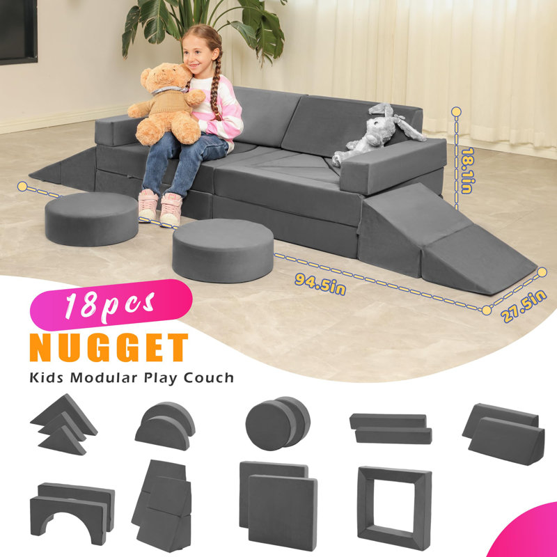 Linsie 94.5'' Modular Sofa, Gray Foam Padding