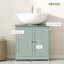 Under Sink Bathroom Cabinet, Pedestal Sink Storage Cabinet with 2 Doors, Shelf and U-Shape, Dark Green