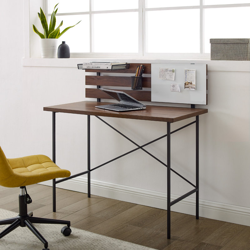 Douglas Forge Metal Base Writing Desk, Dark Walnut