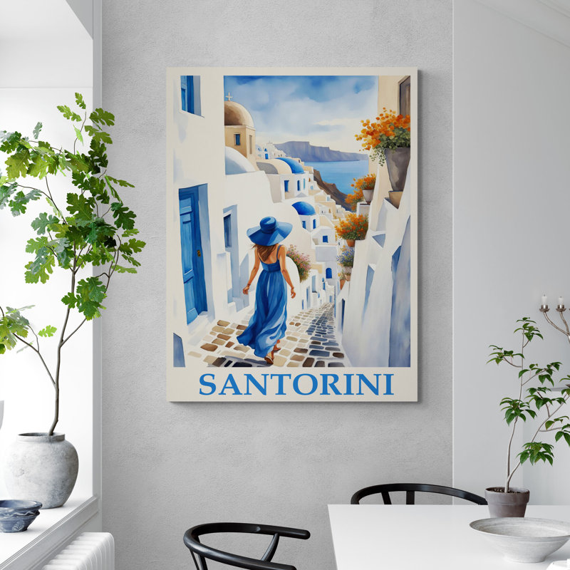 Santorini - Wrapped Canvas Art Prints, 41cm H x 31cm W