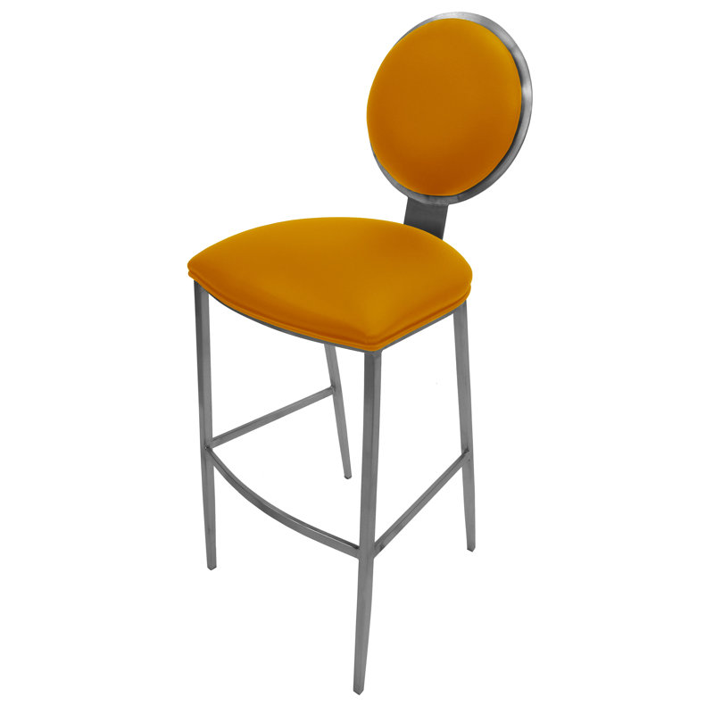 Ireoluwa Upholstered Counter Stool with Metal Frame, Classic Orange, Counter Stool (26" Seat Height)