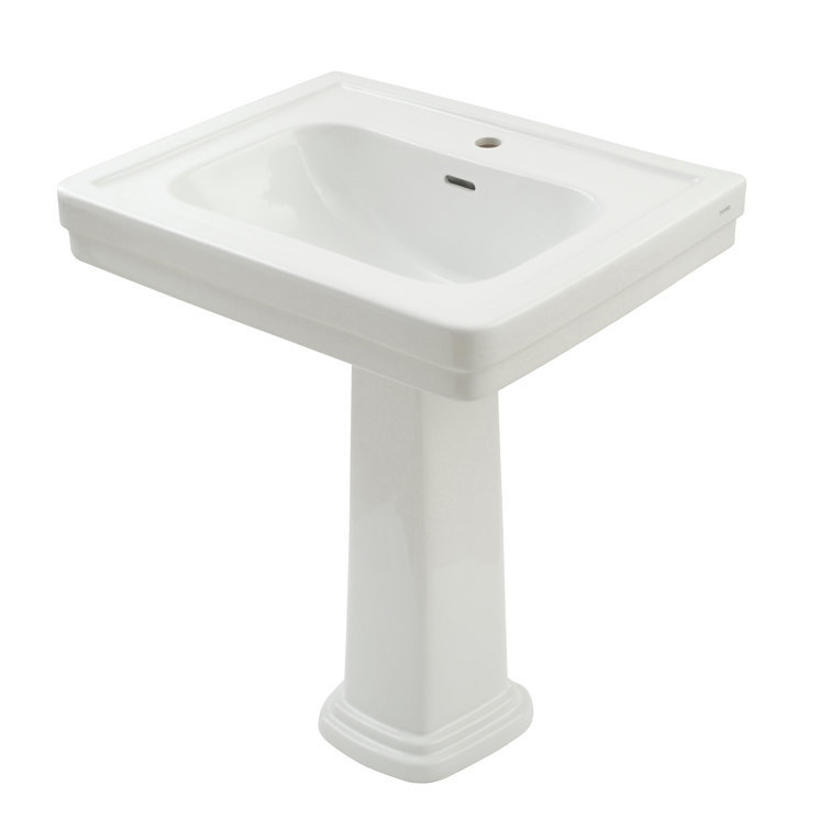Promenade® 21" Tall Vitreous China Rectangular Pedestal Bathroom Sink with Overflow
