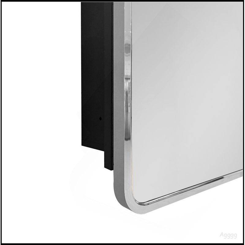 20X28 Inch Silver Metal Framed Wall Mount Or Recessed Bathroom Medicine Cabinet With Mirror, 28" H x 20" W x 4.9" D