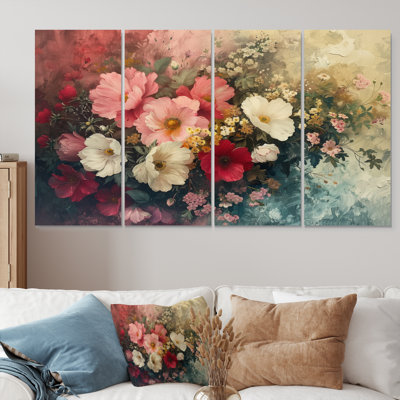 Ensemble de plantes murales roses et blanches