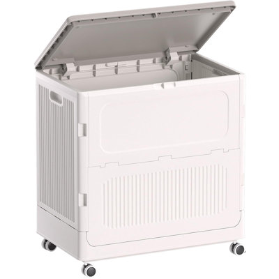 Rolling Laundry Hamper With Lid, 130L Large Capacity Clothes Hampers For Laundry, Plastic Collapsible Laundry Baskets With Wheels And Lid