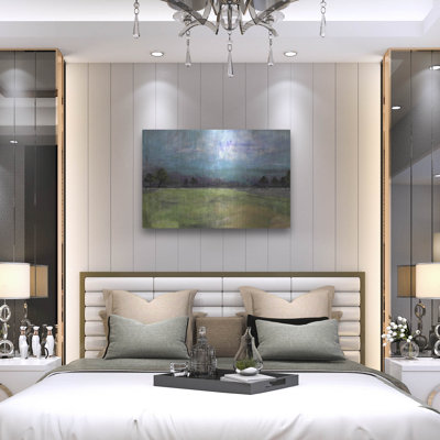 «Abstract Aqua Sky Landscape» par Jean Plout, art mural en métal, 36 po x 24 po