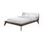 Noyer / beige couleur très grand lit 1 pièce en tissu tête de lit à oreilles avec cadre de lit plateforme prêt pour le matelas style Mid-Century moderne-97081995