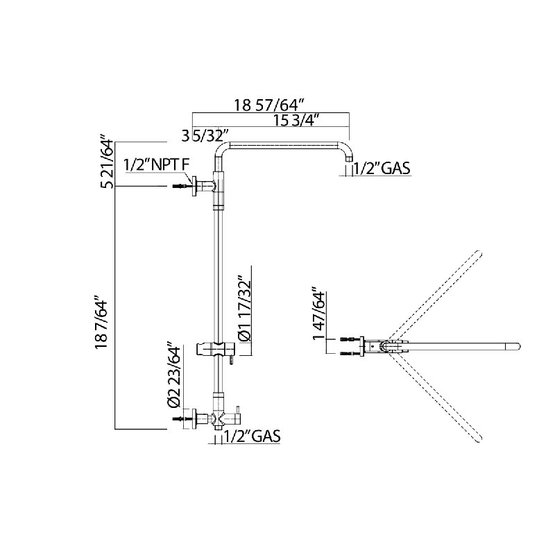 Retro-Fit Shower Column Riser with Diverter, Satin Nickel