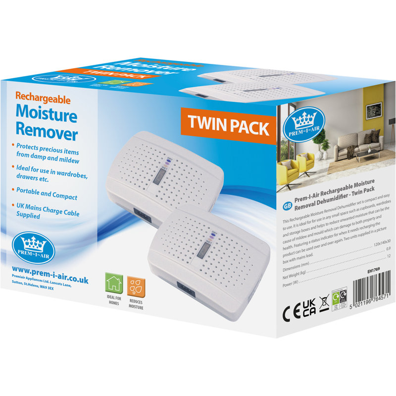0.1 Pints per Day Moisture Absorber Dehumidifier for Rooms up to 215.3 Sq. Ft.