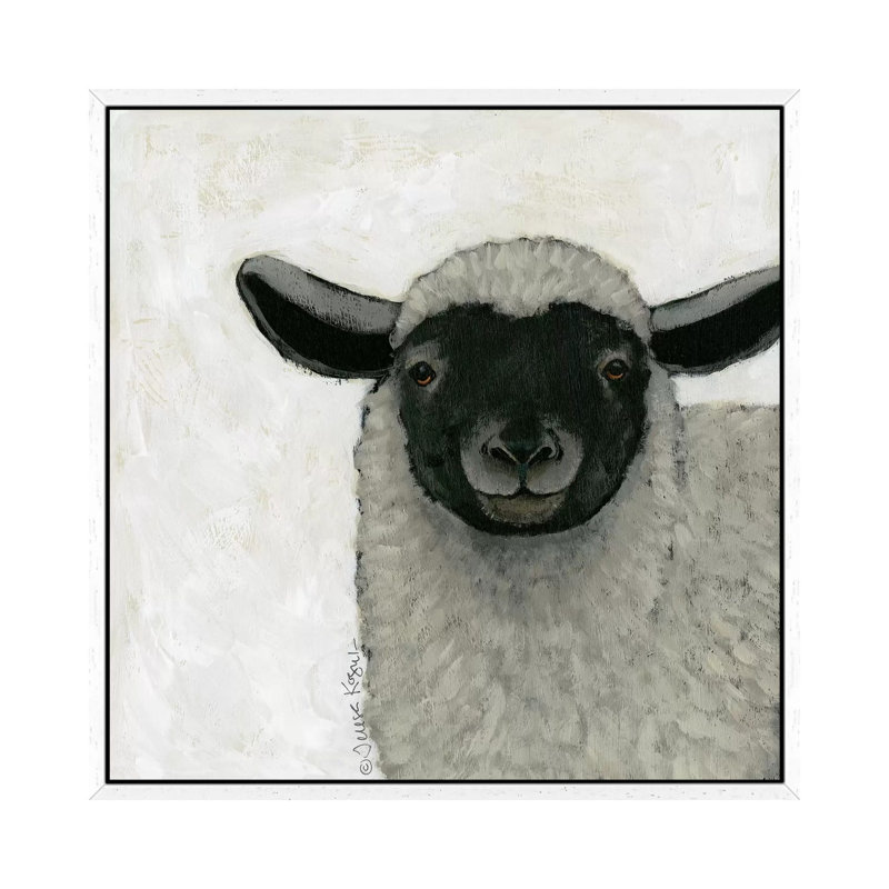 Sadie Sheep by Teresa Kogut - Painting on Canvas, White Floater Framed, 66.04cm H x 66.04cm W x 3.81cm D