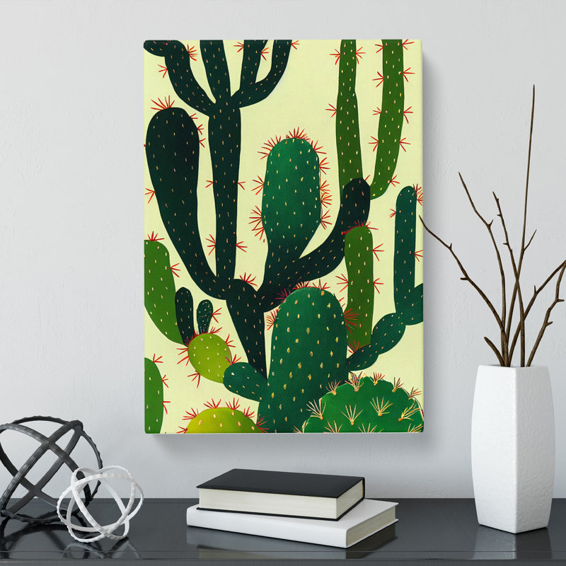 Cactus Cacti Boho - Wrapped Canvas, 76cm H x 50cm W x 3cm D