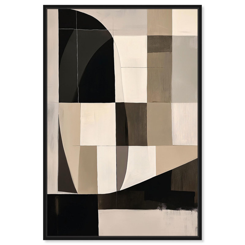 Abstrait géométrique sur toile Modern Shapes II par Art Remedy, H 37 po x l 25 po, Cadre flottant noir