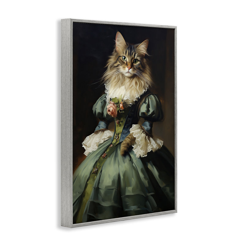 «Cat in Elegant Dress», estampe numérique, design par Wumples, H 18 po x l 12 po, Estampe numérique Farmhouse