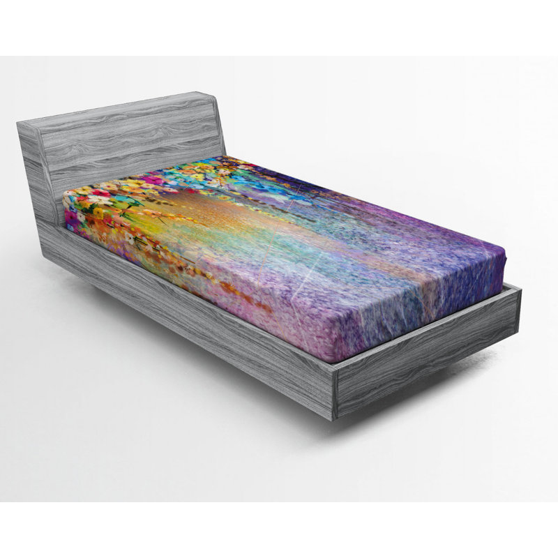 Microfiber Floral Fitted Sheet, Twin Fitted Sheet