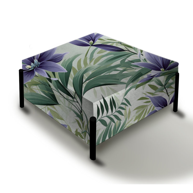 Motif tropical vert sérénade de bambou - grand repose-pieds carré tropical
