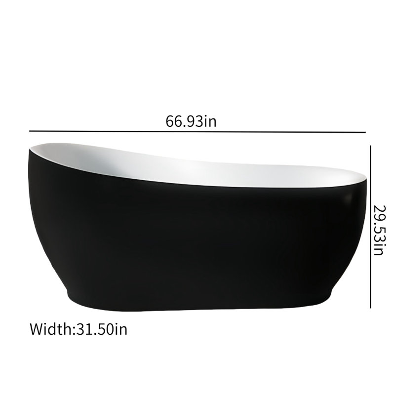66.93 W 29.53 H Tub & Shower Kit, Black