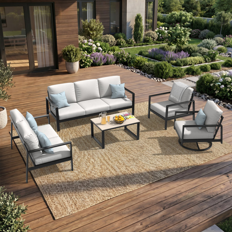 Ensemble de conversation Kachig avec coussins Sunbrella®, White