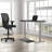 Skyscraper Electric Height Adjustable Standing Desk, Dual Motor and Digital Control with Memory, 48x30, Charcoal Strand Top with Brushed Silver Frame-765077063-699237053