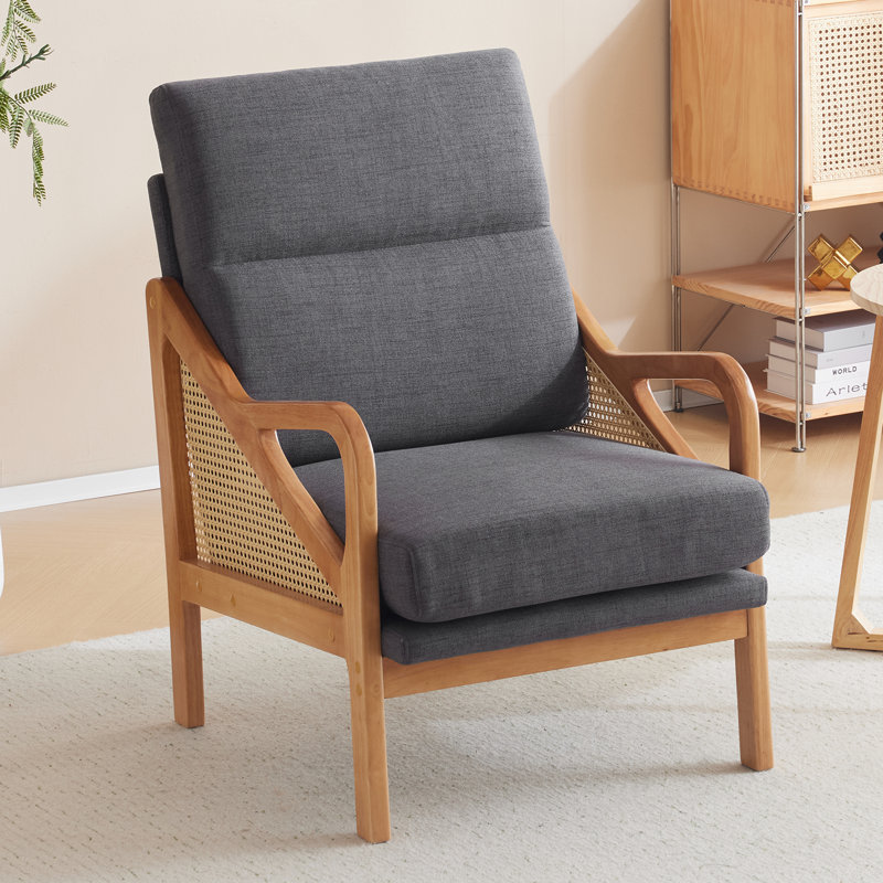 Rattan Accent Chair, Gray Polyester Blend