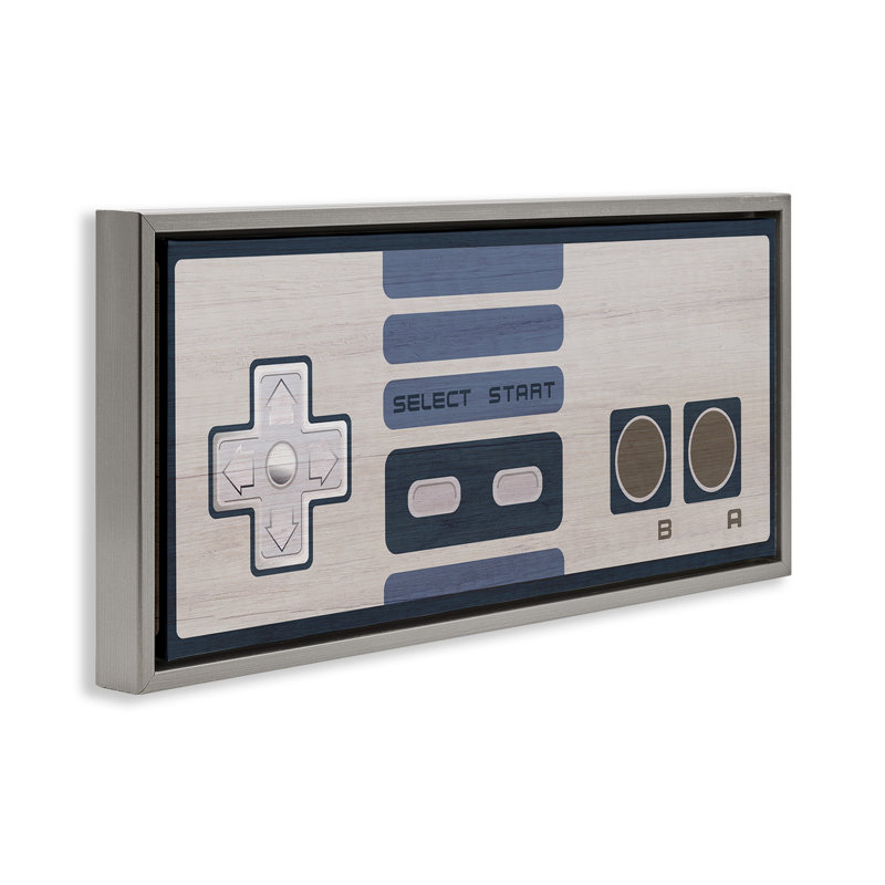 Système de jeu vidéo rétro, Cadre flottant gris lustré, H 14 po x l 31 po