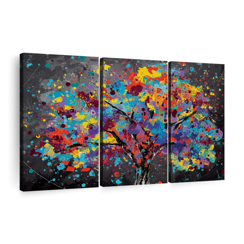 «Brilliant Tree Color Splash Paint», reproduction sur toile, H 24 po x l 38 po x P 1,25 po