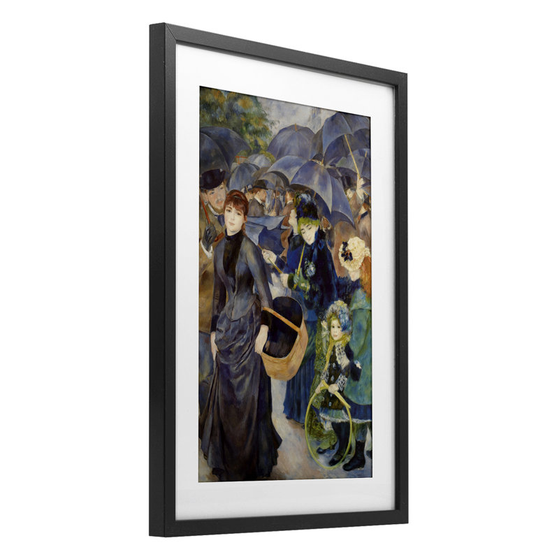«The Umbrellas Renoir», reproduction d'art sous verre encadrée, collection Master, H 20 po x l 14 po, Cadre noir minuit