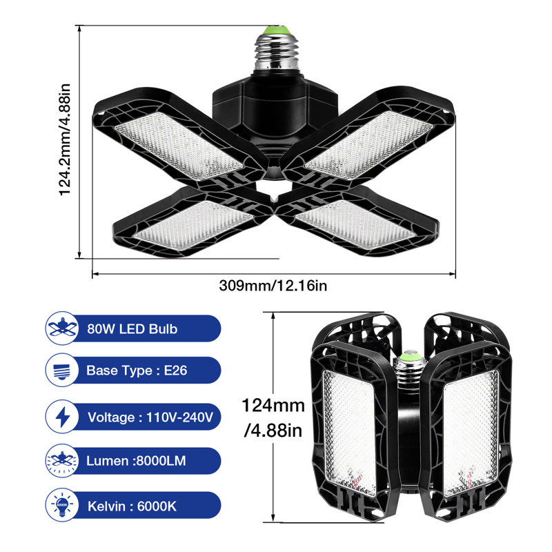 80W 6000K Cool White Garage Light