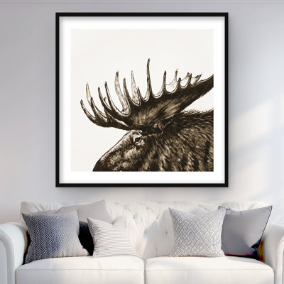 Moose Plume Sepia - Beige Framed Matted Print for Home Decor