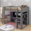 Lit mezzanine double avec bureau et portemanteaux