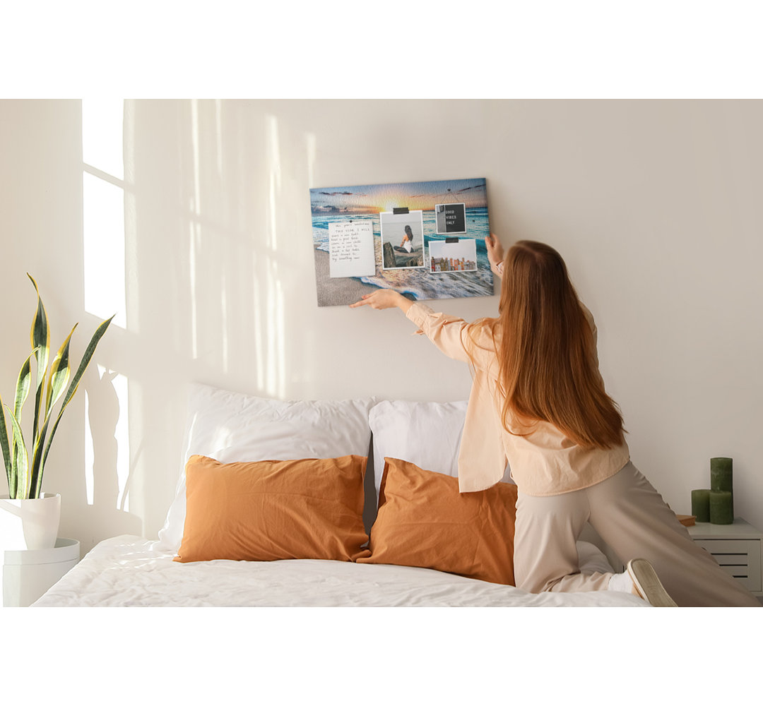 Wall Mounted bulletin board print decorative wall pin board for wall decorative corkboard Sea sand beach