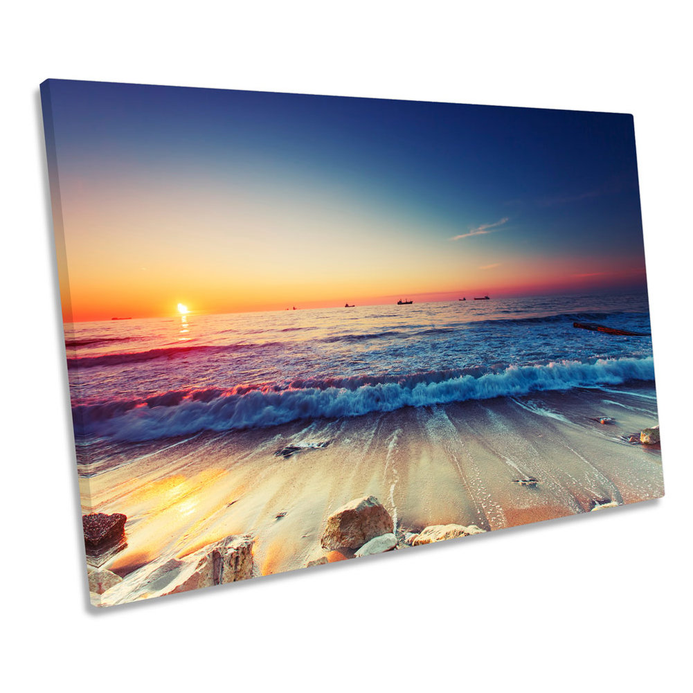 Sunrise Seascape Beach Sunset - Wrapped Canvas Print