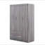 Armoire 3 portes avec 2 tiroirs, effet grain de bois