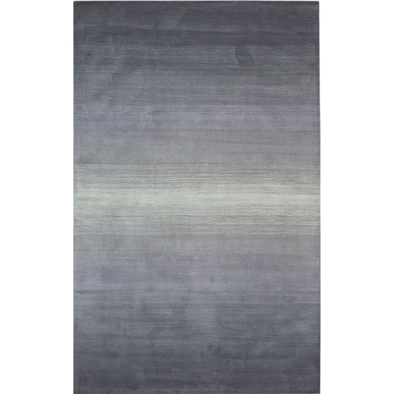 Gray Hand-Knotted Wool Ombre Horizon Geometric Modern Contemporary Carpet Rug, 5' x 8'