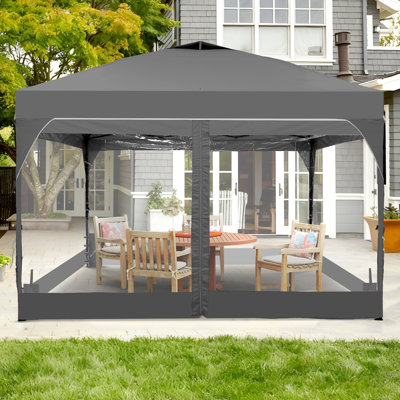 12 Ft X 12 Ft One-Push Set Up Canopy Tents With Sidewalls And Sandbags