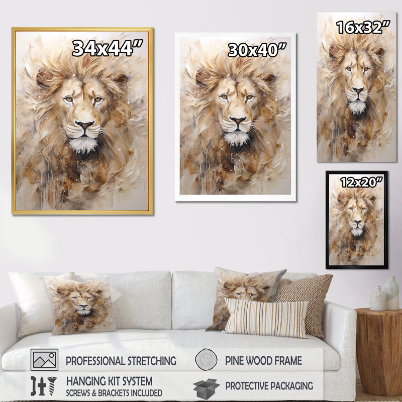 «Powerful Lion S Stare Portrait IV», reproduction, Toile tendue, H 20 po x l 12 po x P 1 po