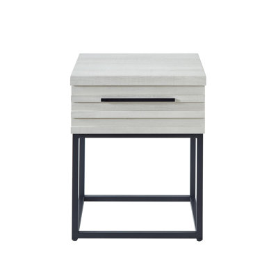 Celestial Contemporary Storage End Table, White