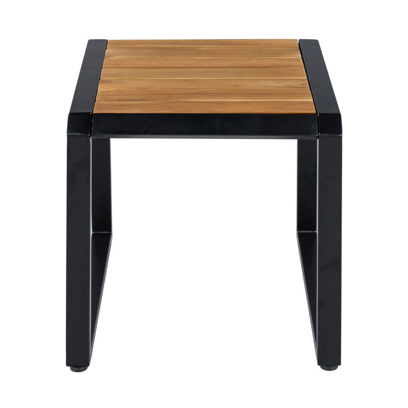 Table d'appoint d'extérieur style bord de mer avec plateau en bois d'acacia Orlenae, Black/Teak