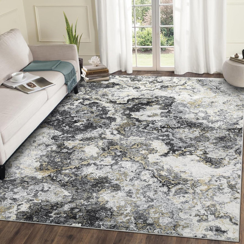 2x6 Washable Brown Runner Rug, Abstract Non-Slip, Soft Low Pile for Kitchen, Hallway, Bathroom, Laundry, Indoor Accent Carpet.
