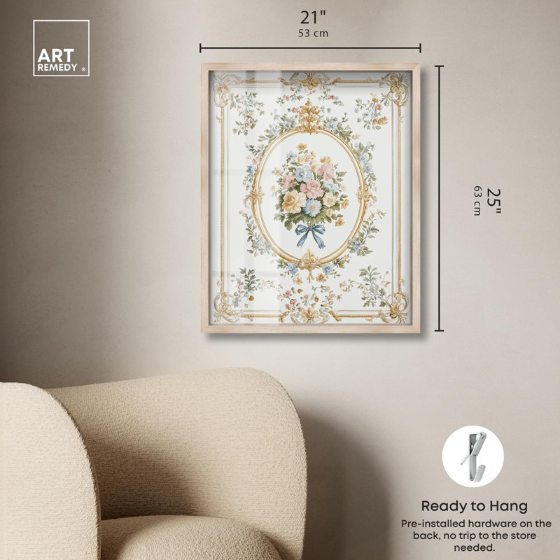 Art floral encadré Finesse I Shadowbox, H 25 po x l 21 po, Crème, crème