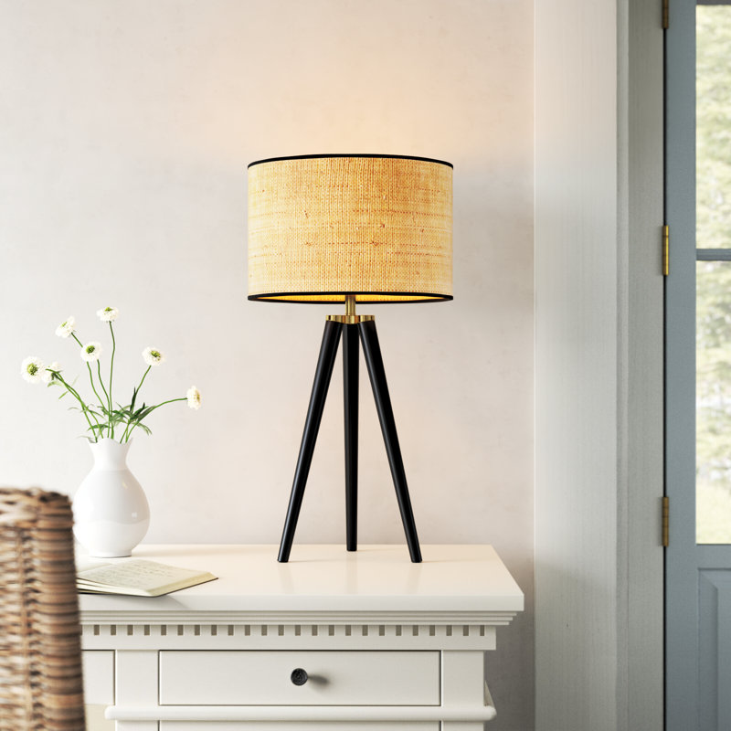 Kisa Wood Tripod Lamp, Black, Black