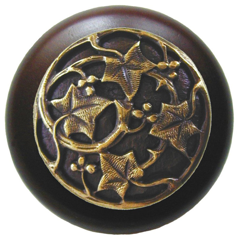 Leaves Mushroom Knob, Antique Brass