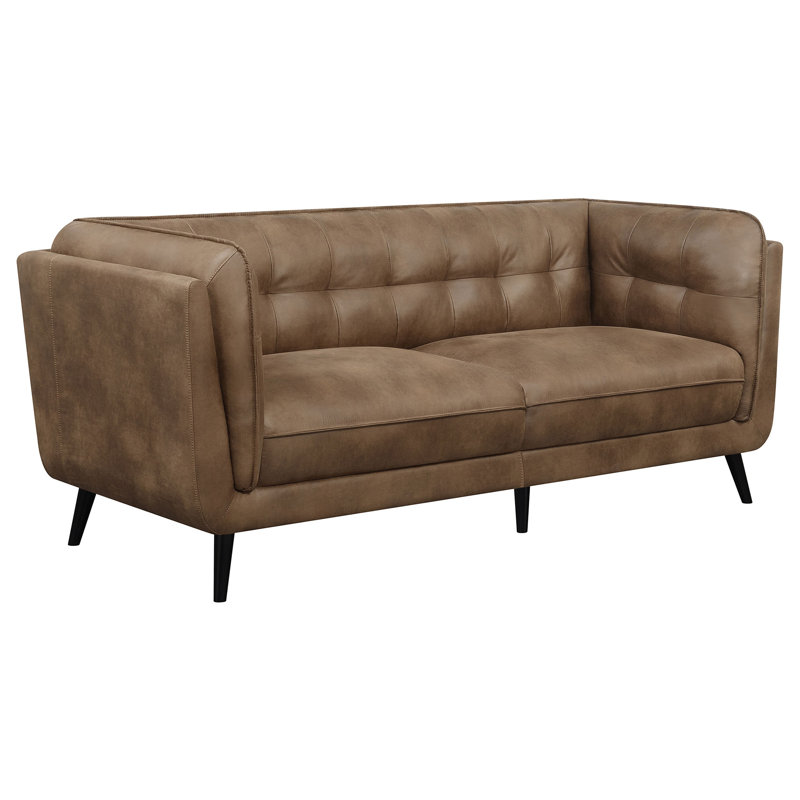 Maximillion Brown Tuxedo Arms Sofa