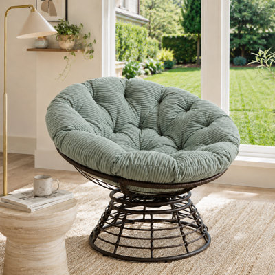 Chaise Papasan pivotante à 360 degrés de style moderne avec coussin épais pour le salon, la chambre, la salle de lecture et le patio