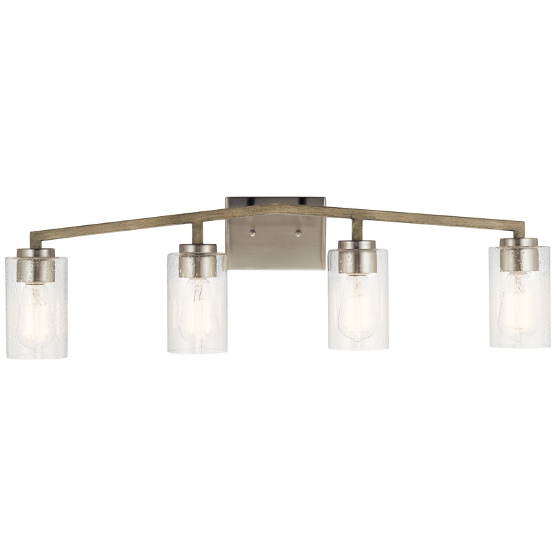 Thomason 4-Light Distressed Antique Gray Vanity Light with Seeded Glass Shades