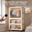 1+2 Pack Modular Stackable Storage Cabinet, Collapsible Storage Bins with Lids & Wheels, Clothes Hanging Storage Organizer for Bedroom Dorm, Transparent Large Capacity Clothes Storage Cabinet-847867588