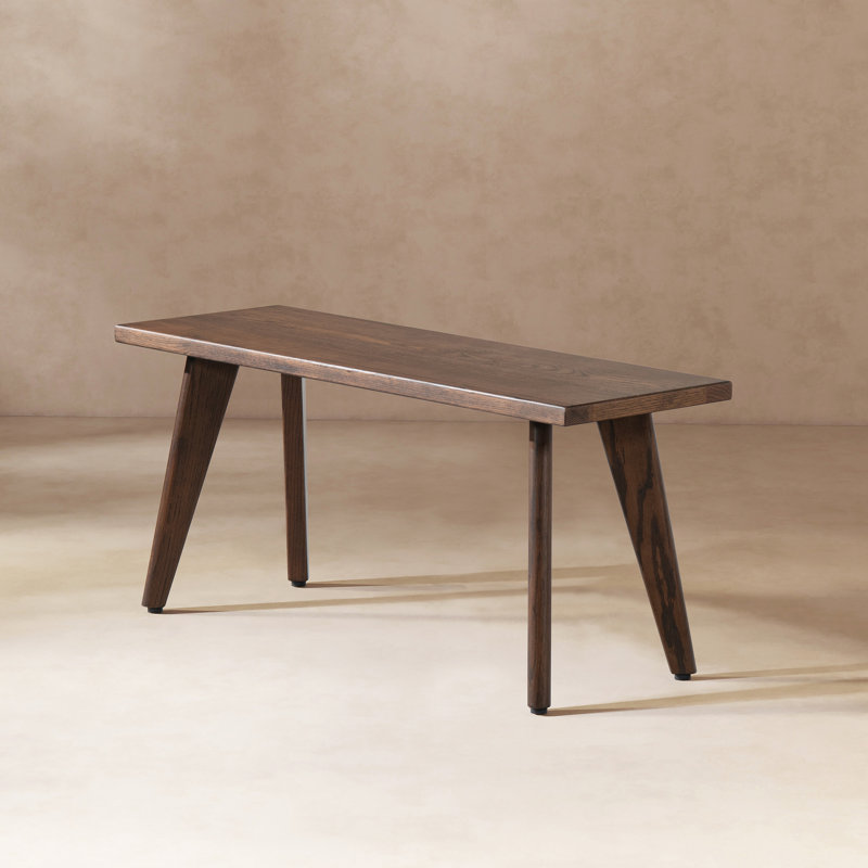 Hawley 41.5" Solid Red Oak Wood Bench, Dark Brown, 18.5" H x 41.5" W x 14" D