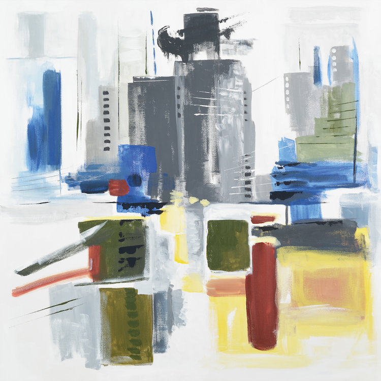 « architectural abstract », reproduction d’art sur toile tendue, H 24 po x l 24 po x P 1 po, Papier d'art encadré noir, Blanc