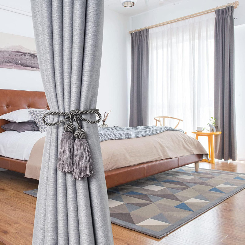 Tassel Curtain Tiebacks 2 Pack, Dark Grey