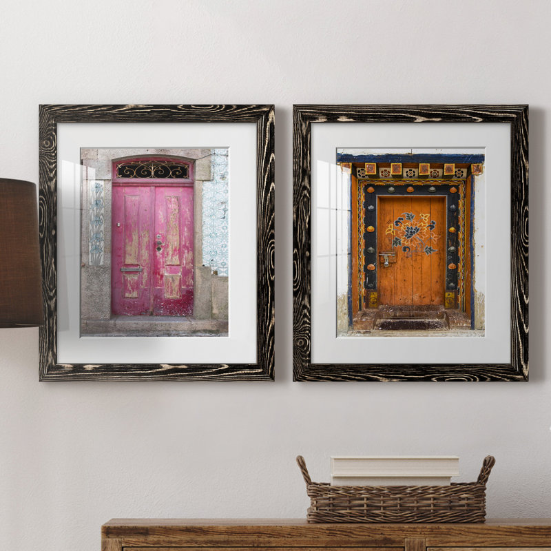 Porte portugaise - ensemble de 2 reproductions de photos, H 20 po x l 17 po x P 1 po, Blanc, H 31,5 po x l 47 po x P 1,5 po